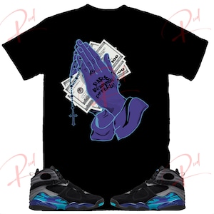 Rud Hand Shirt to Match Jordan 8 Aqua, Retro 8 Aqua Shirt, Aqua 8s Sneaker Tee