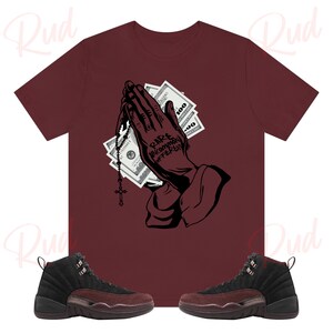 RUD Hands Shirt to Match Jordan Retro 12  Black and Burgundy Crush, A Ma Maniere Jordan 12, Black and Burgundy 12s Shirts