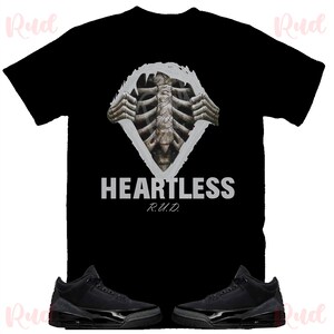 Heartless Shirt to Match Jordan 3 Black Cat, Retro 3 Black Cat, Black Cat 3s Sneaker Tee