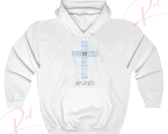 Blessed Cross Hoodie to Match Jordan 1 Bleached Denim, Retro 1 Bleached Denim Hoodie, Bleached Denim 1s Sneaker Hoodie