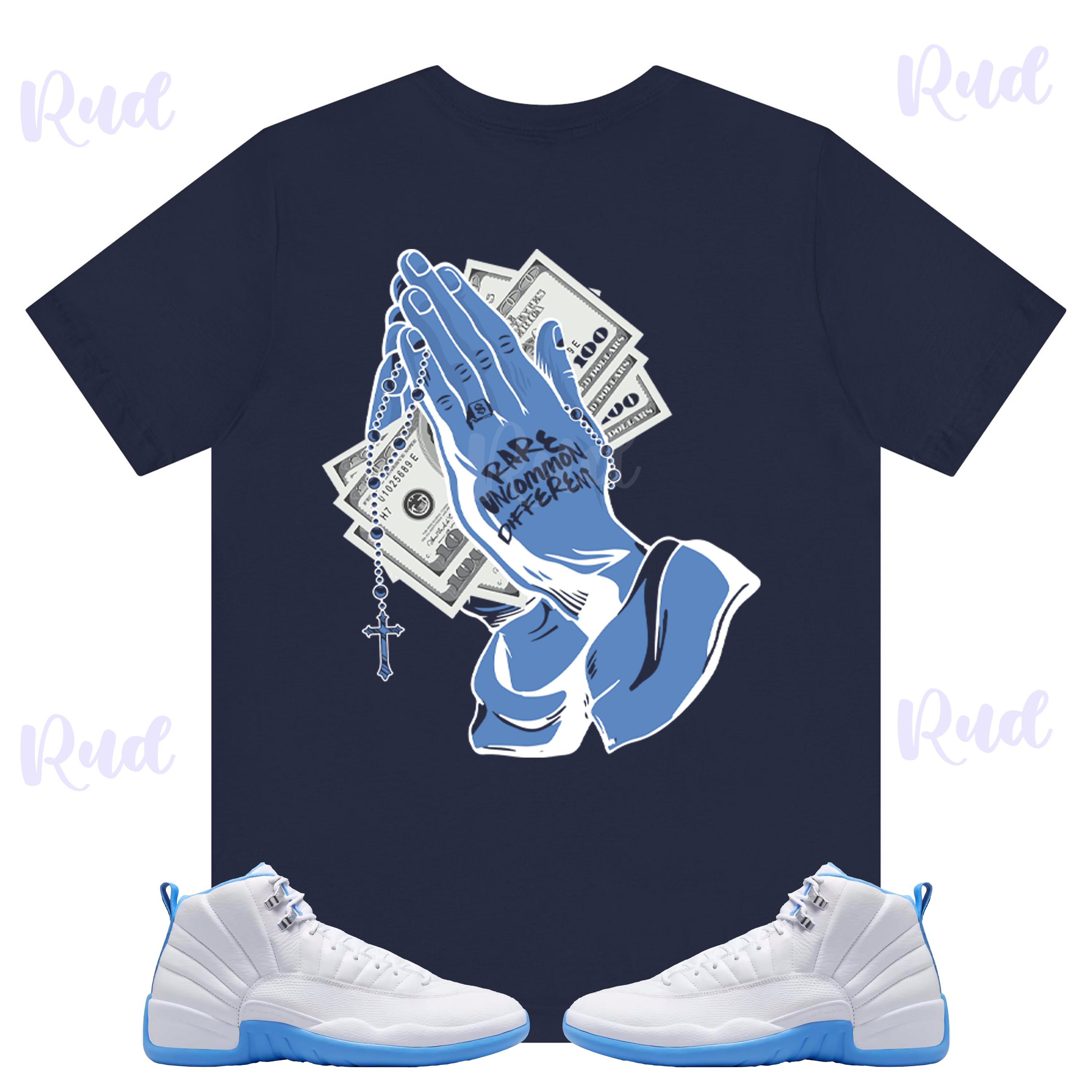 Rud Hand Shirt to Match Jordan 12 White and University Blue Melo