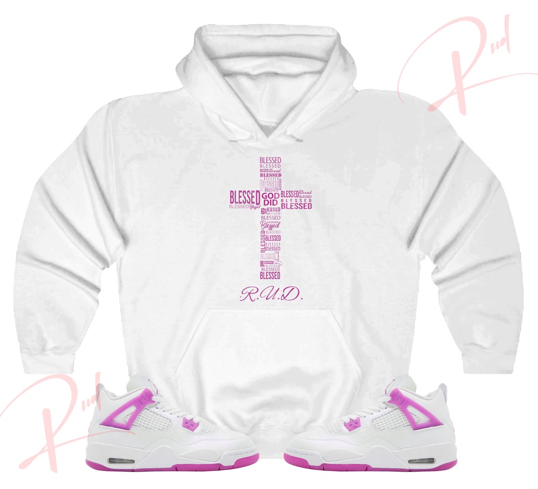 Blessed Cross Hoodie to Match Jordan Retro 4 Hyper Violet Retro 4 Hyper Violet Hoodie Hyper Violet 4s Sneaker Hoodie Etsy