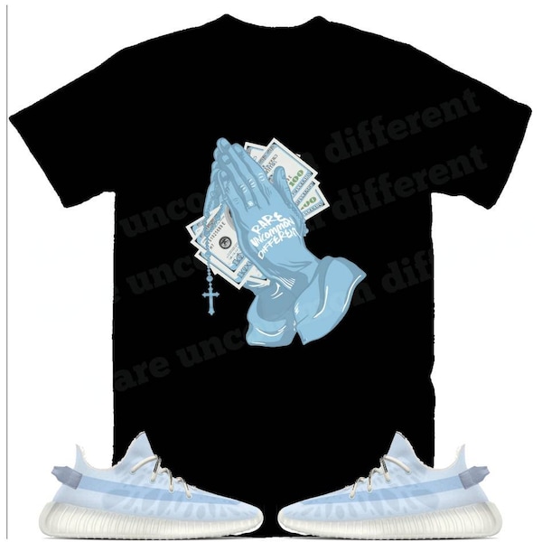 Addidas Yeezy boost 350 V2 Mono Ice - Shirt -  Praying Hands  - Rare Uncommon Different Shirt