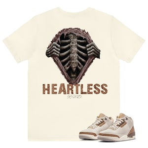 Heartless Shirt To Match Jordan 3 Palomino/Orewood Brown Sneaker, Jordan 3 Palomino/Orewood Brown Sneaker Tee