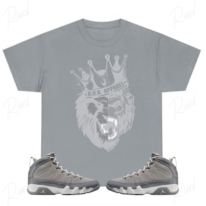 Lion Gorilla Shirt to Match Jordan 9 Cool Grey, Retro 9 Cool Grey Shirt
