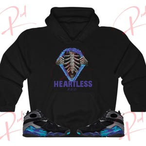 Heartless Hoodie to Match Jordan 8 Aqua, Retro 8 Aqua Hoodie, Aqua 8s Sneaker Hoodie