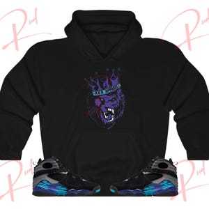 Lion Gorila Hoodie to Match Jordan 8 Aqua, Retro 8 Aqua Hoodie, Aqua 8s Sneaker Hoodie