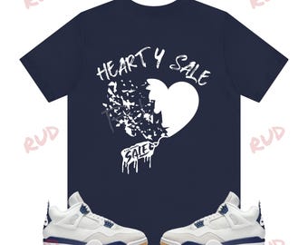 Heart for Sale Shirt to Match Jordan 4 Navy, Retro 4 Navy Shirt, Navy 4s Sneaker Tee