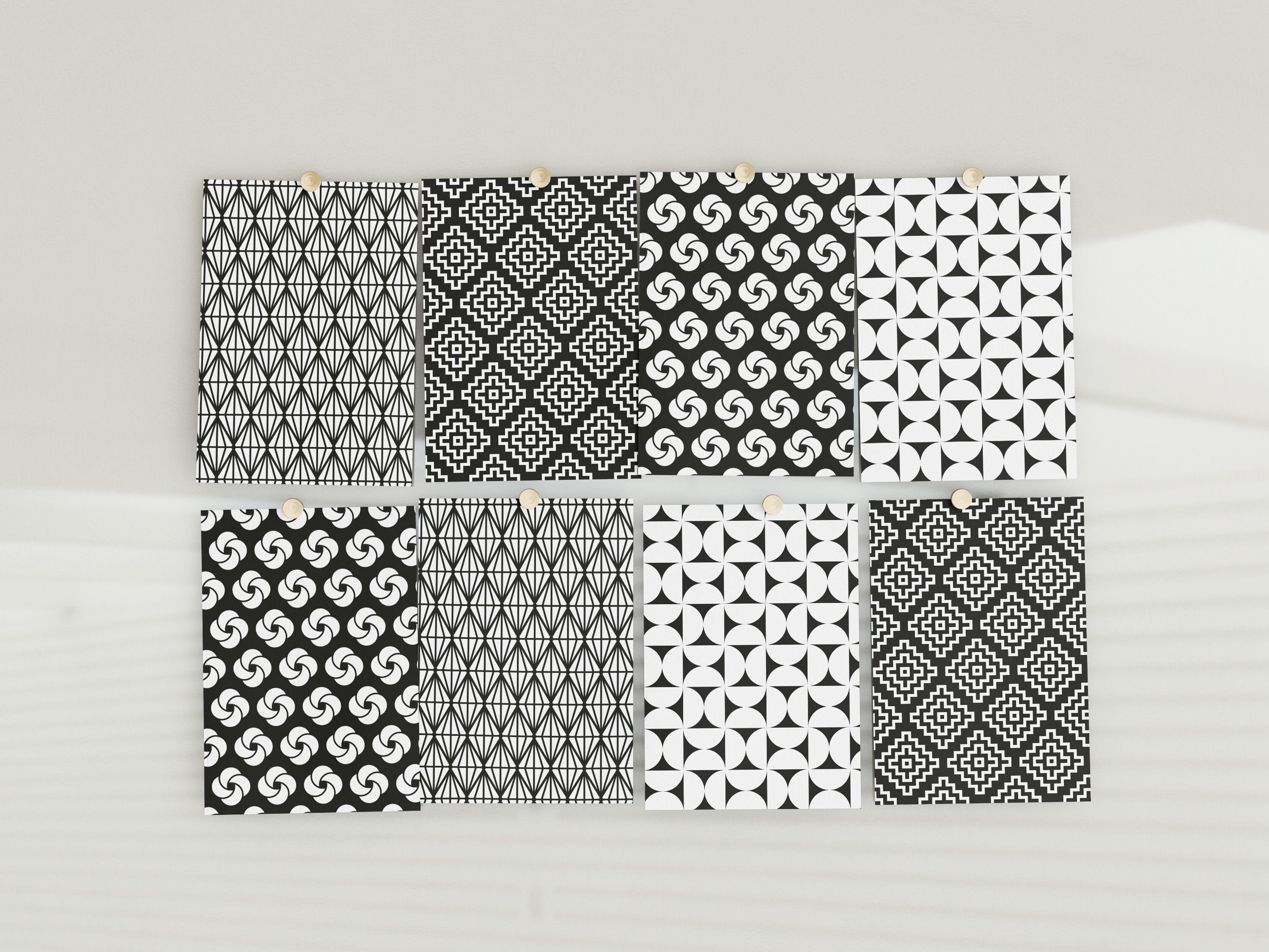 Seamless Digital Papers Black White Geometrical Pattern, Geometric