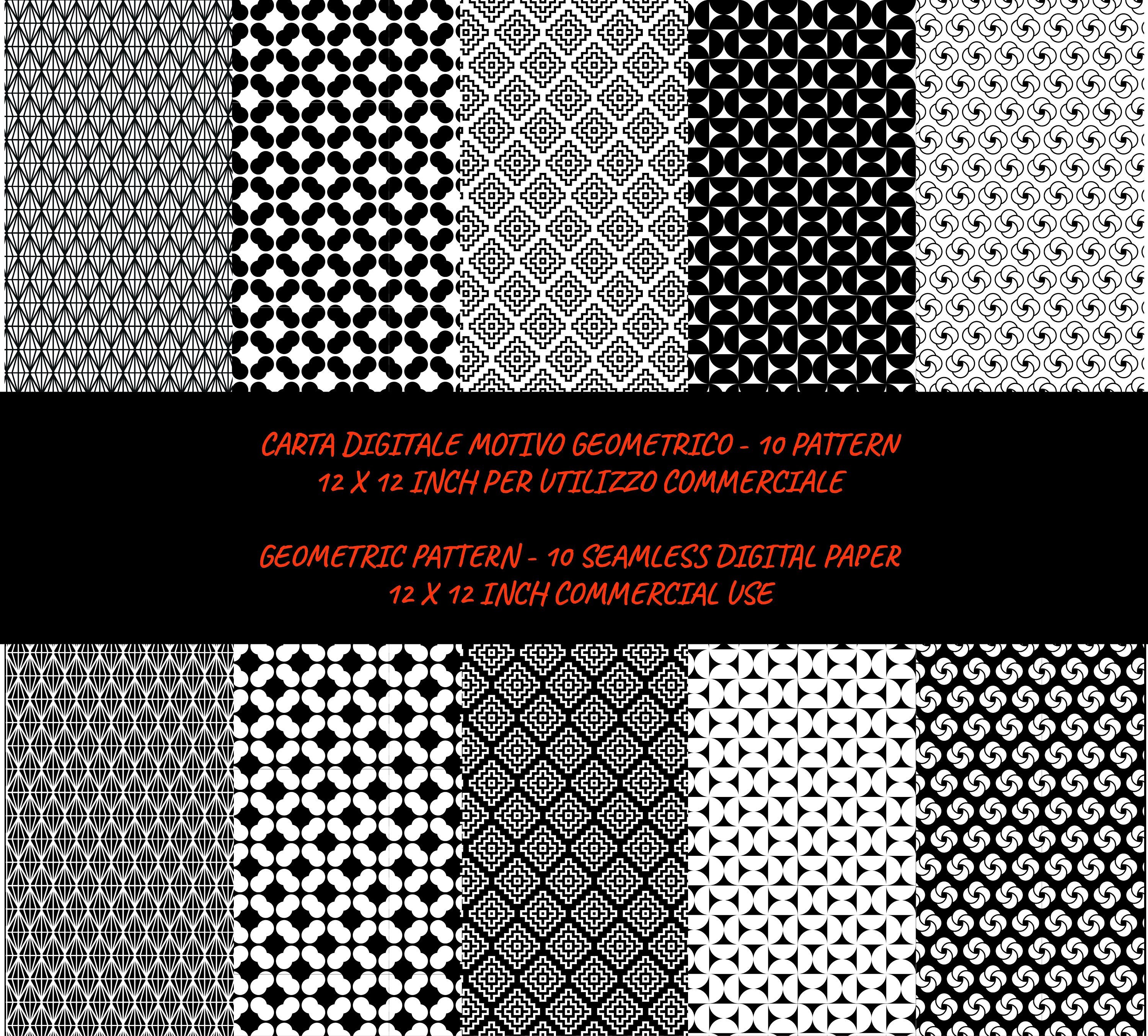Seamless Digital Papers Black White Geometrical Pattern, Geometric
