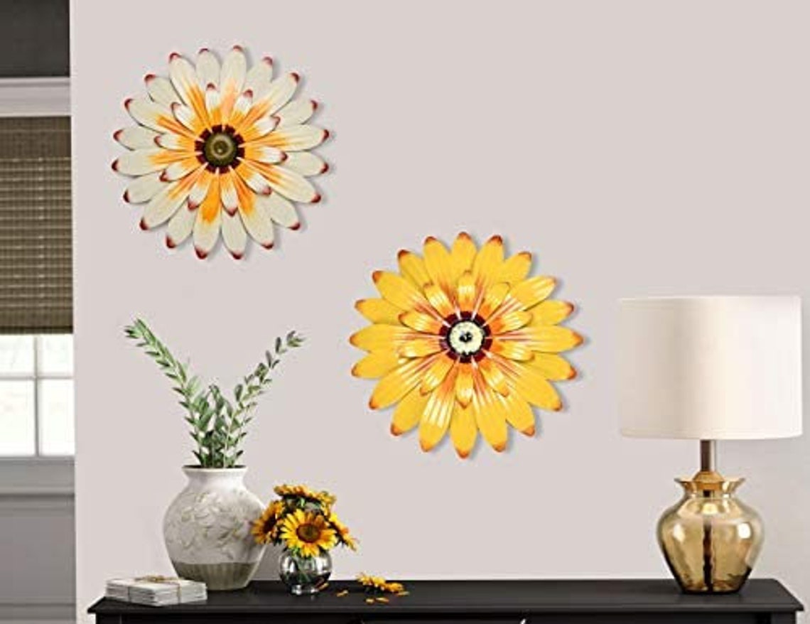 Daisy Metal Flower Wall Decor 2 set Etsy