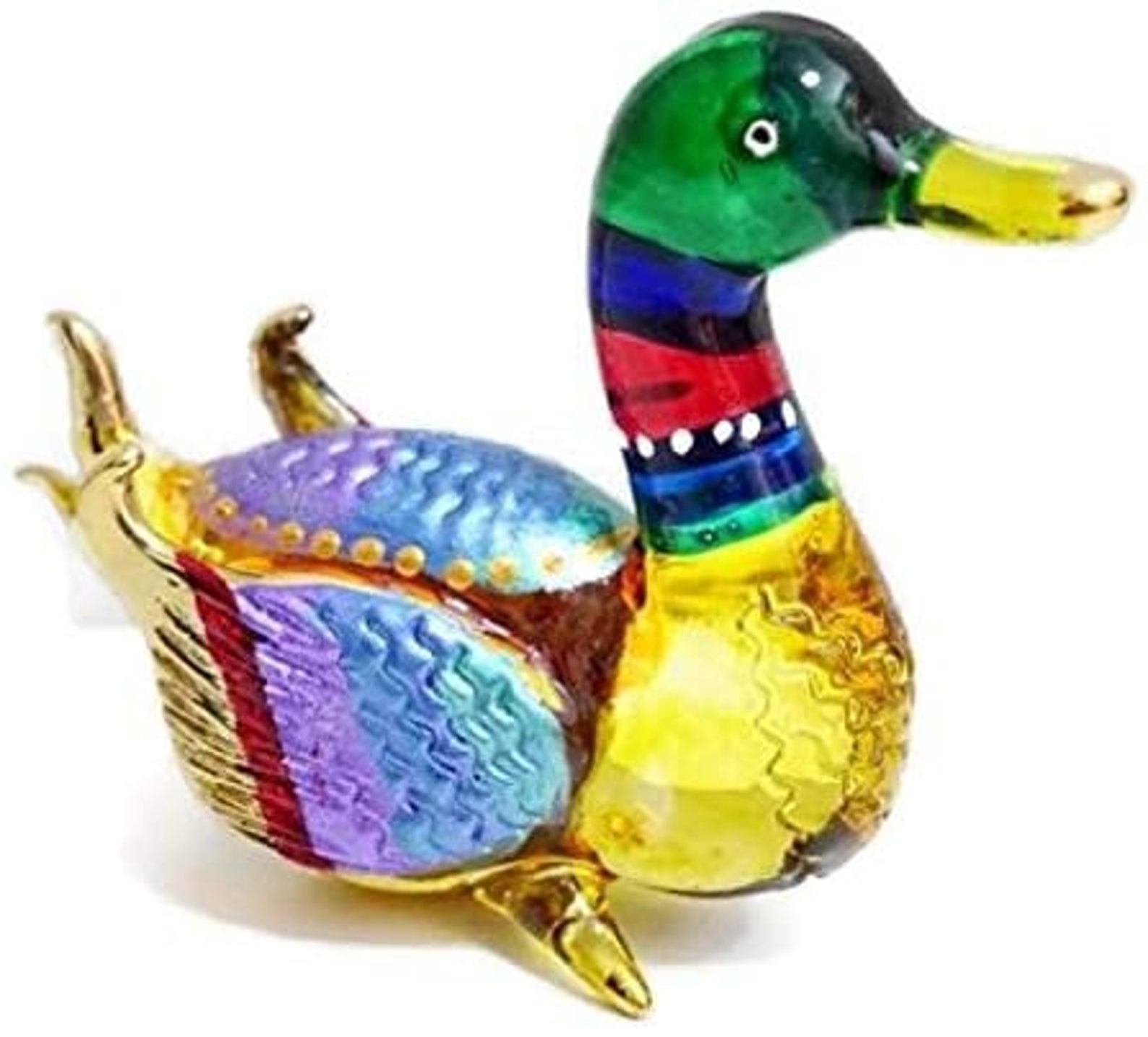 Unique Hand Blown Duck Art Glass Figurine Beautiful Home Decor Etsy