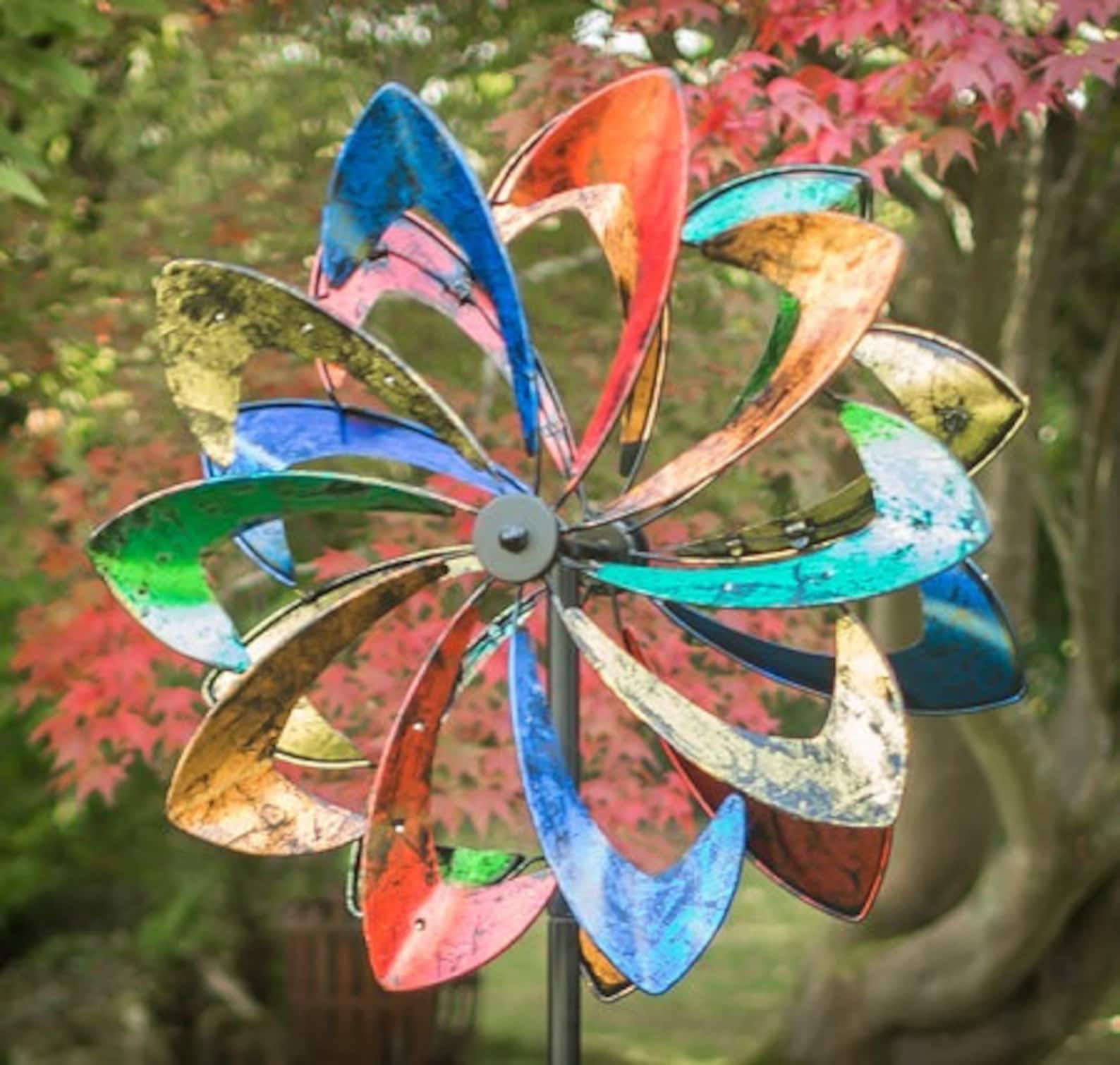 Colorful Rotating Pinwheel Metal Wind Spinner Etsy