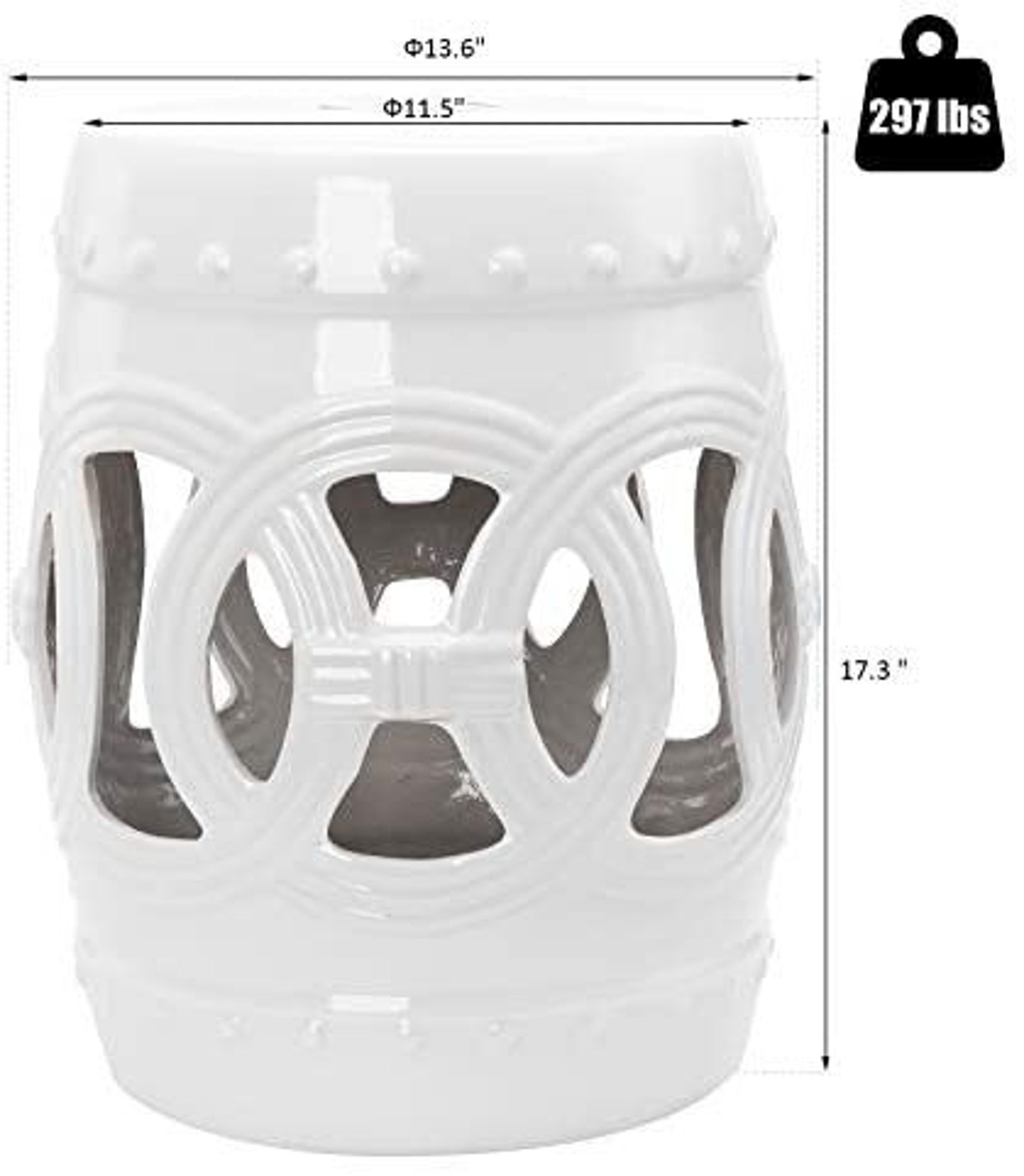 White Ceramic Barrel Stool Accent Table Etsy