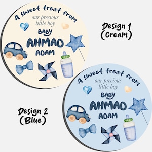 Stickers baby shower bébé garçon bébé fille Stickers islamiques de naissance pour bébé Cadeau pour bébé saupoudrer Stickers de remerciement Aqeeqah Meth