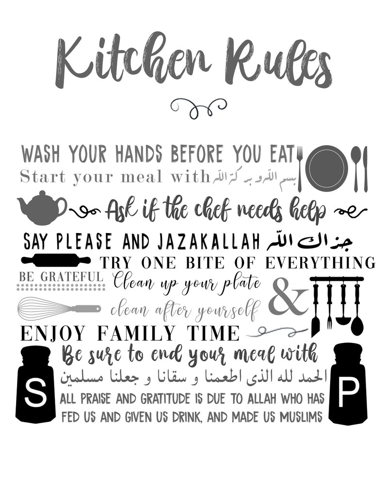 Kitchen Rules Islamic Print Watercolour Etsy