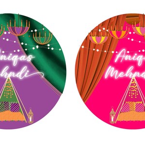 Couleurs personnalisables Mehndi Henna Night Walima Nikah Stickers de mariage personnalisés deux modèles