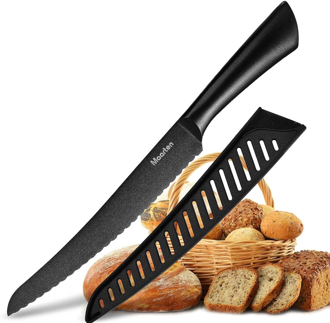 Serrated Bread Knife Black UltraSharp Stainless Steel Etsy