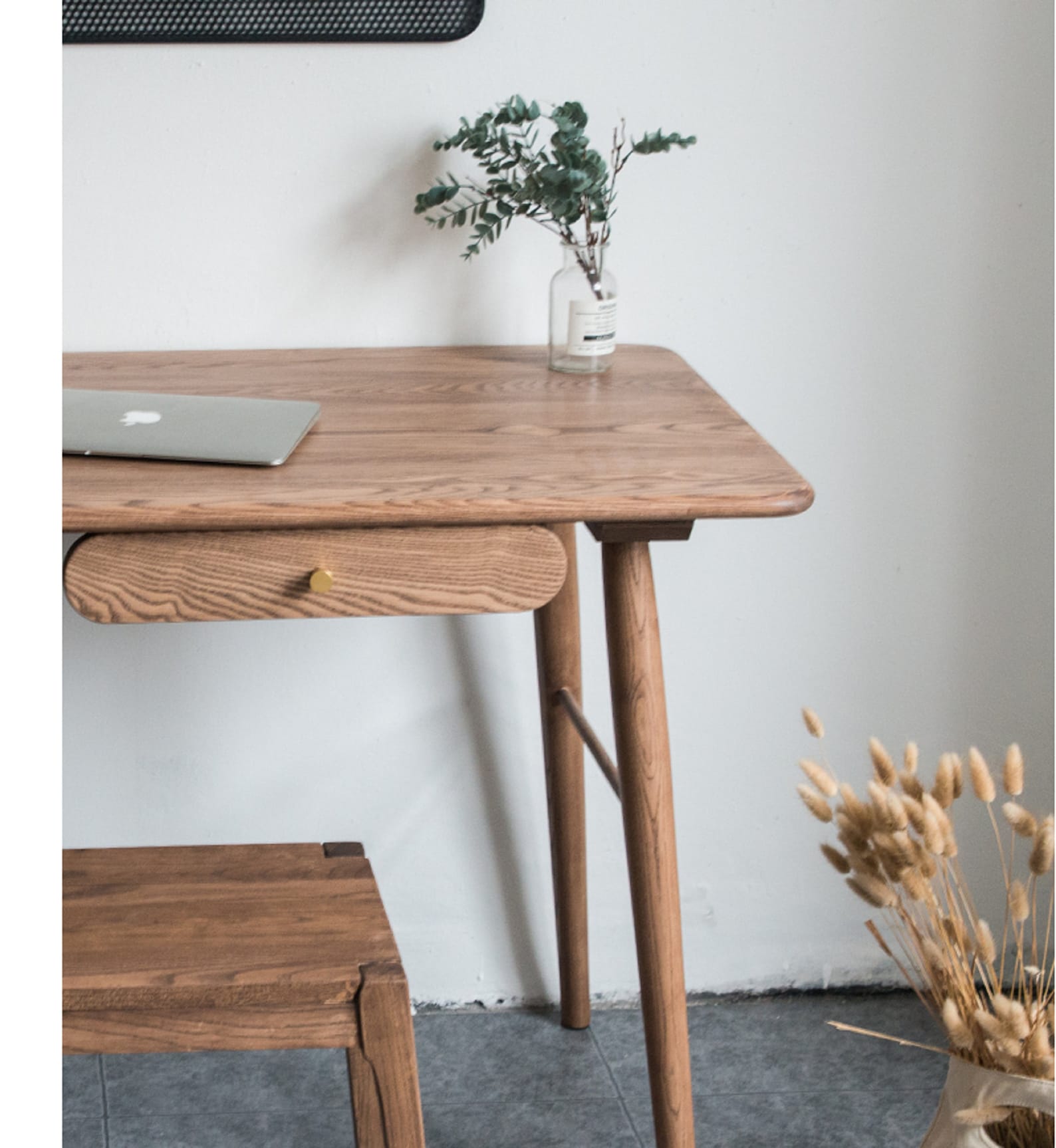 Solid wood desk Nordic black walnut color modern minimalist Etsy
