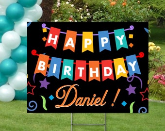 Happy Birthday Yard Sign. Digital or Printed. Birthday Girl Yard Sign. Rainbow Party Sign. Birthday Drive By Sign. Outdoor Sign.