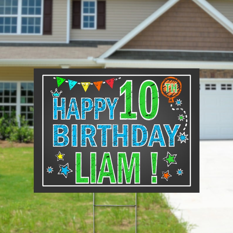 Happy Birthday Yard Sign Outdoor Party Sign Happy Birthday Yard Sign Rainbow Printed and Shipped to You Wire Stake image 2