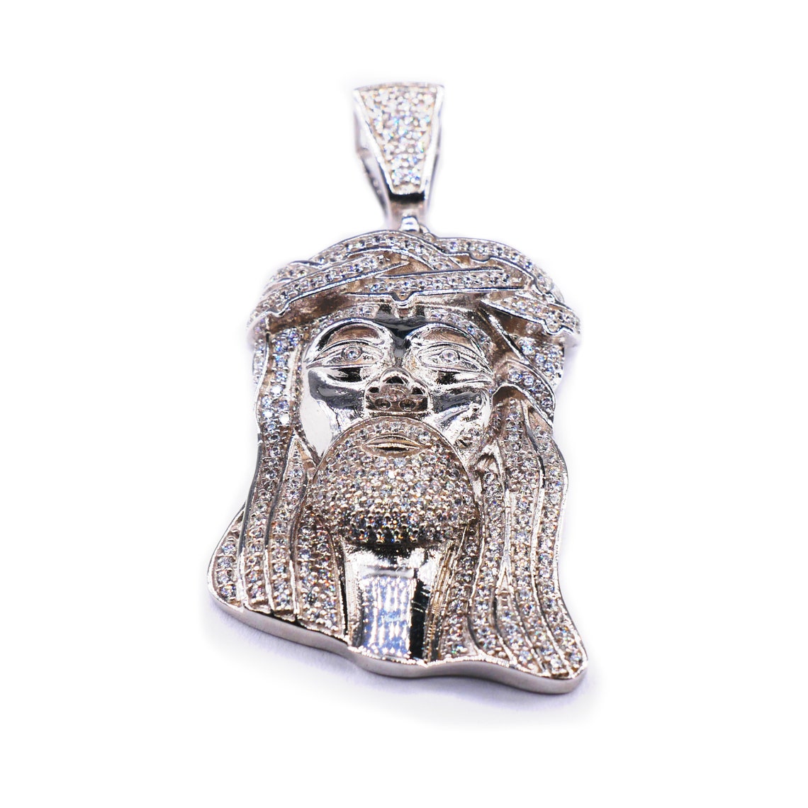 Diamond Sterling Silver .925 Classic Jesus Piece Pendant 14k Etsy