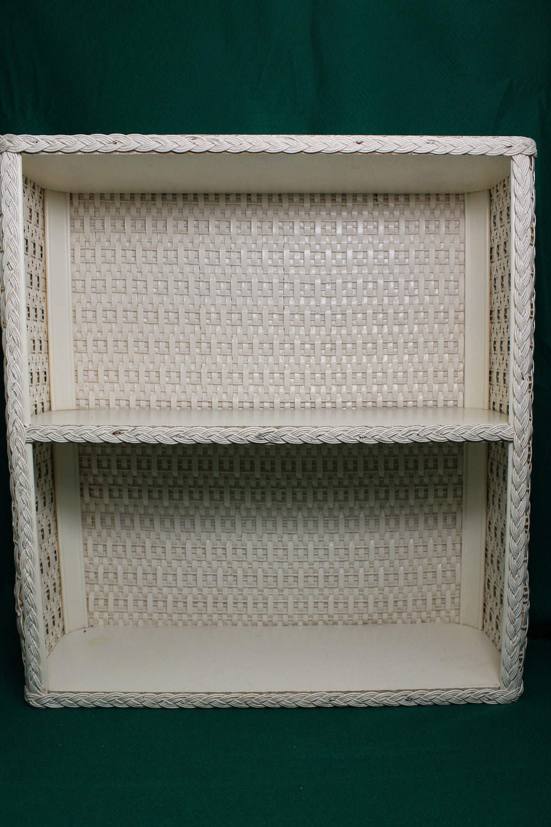 Vintage White Wicker Rattan Bathroom Wall Shelf Standing or Etsy