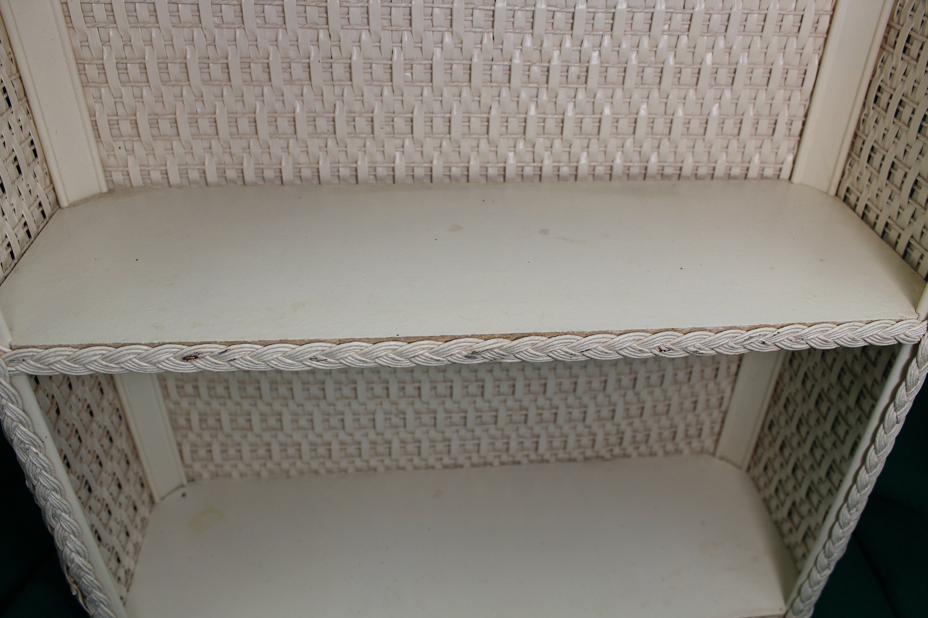 Vintage White Wicker Rattan Bathroom Wall Shelf Standing or Etsy