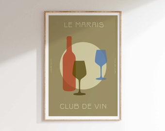 Club de Vin-print | Retro wijnkunstposter