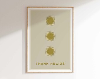 Bedank Helios (Stone) | Retro zonneprint | Boho-decor | Oude Griekse zonnegod kunstposter