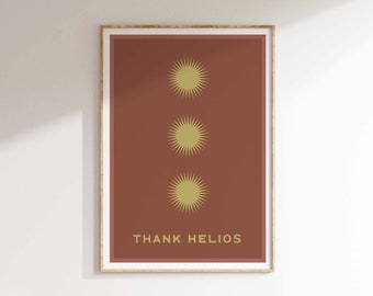 Stoffige rode zonprint | Retro boho-decor, oude Griekse kunst