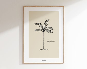 La Palmier-kunstafdruk | Minimalistische palmboomillustratie