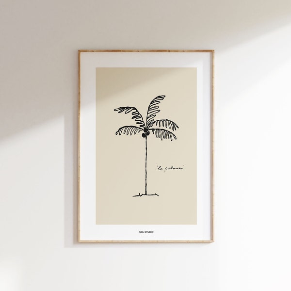 La Palmier Druck | Kunst Poster | Wohnzimmer Wandkunst | Bilderwand | Fine Art Print | Palme Illustration