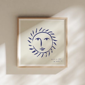 Sun Print: Suivre Le Soleil | Retro Wall Art | Hand Drawn | French Poster | Giclée Art Print | Earth Illustration