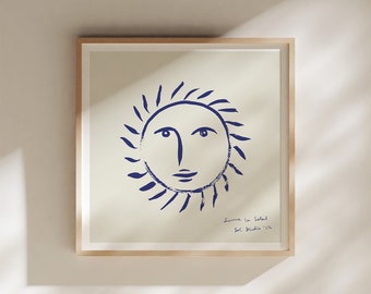 Gicléeprint retro zon: handgetekende Franse kunstposter