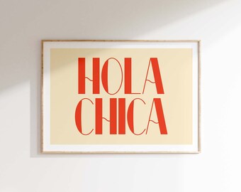 Hola Chica typografie kunstafdruk | Galerij wanddecoratie