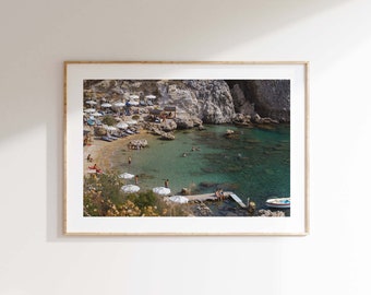 Griekse zomer: de baai fotografische print, reismuurdecoratie, strandfotografie, vakantie Griekenland, posterprint