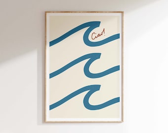 Ciao! Giclée-kunstdruk golven | Retro nautische muurkunst jaren 70