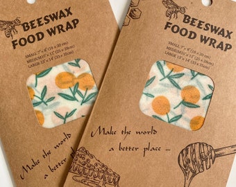 3 PC Beeswax Food Wrap Set - Reusable Kitchenware - Natural Ecofriendly Food Cover