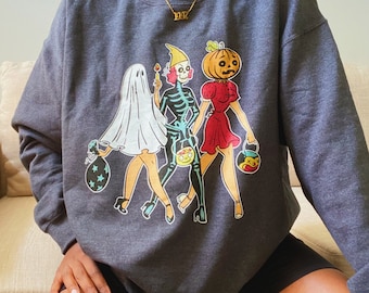 For the Girls Halloween - Halloween Crewneck - Fall Shirt - Ghost - Witch Sweater