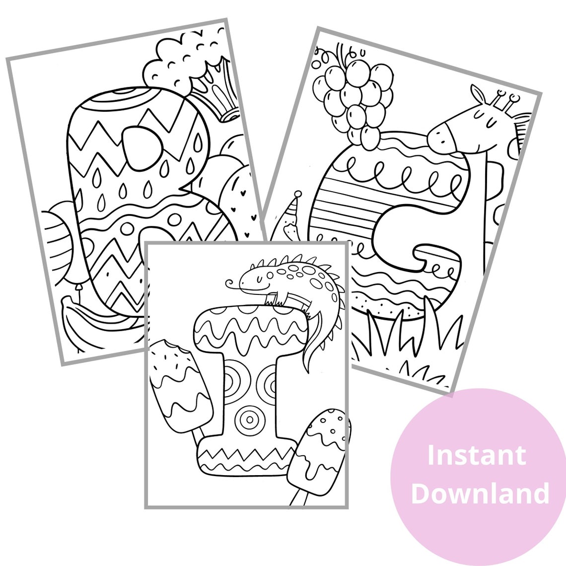 Coloring Pages A-Z Alphabet Printable, ABC Coloring Book - Educational ...