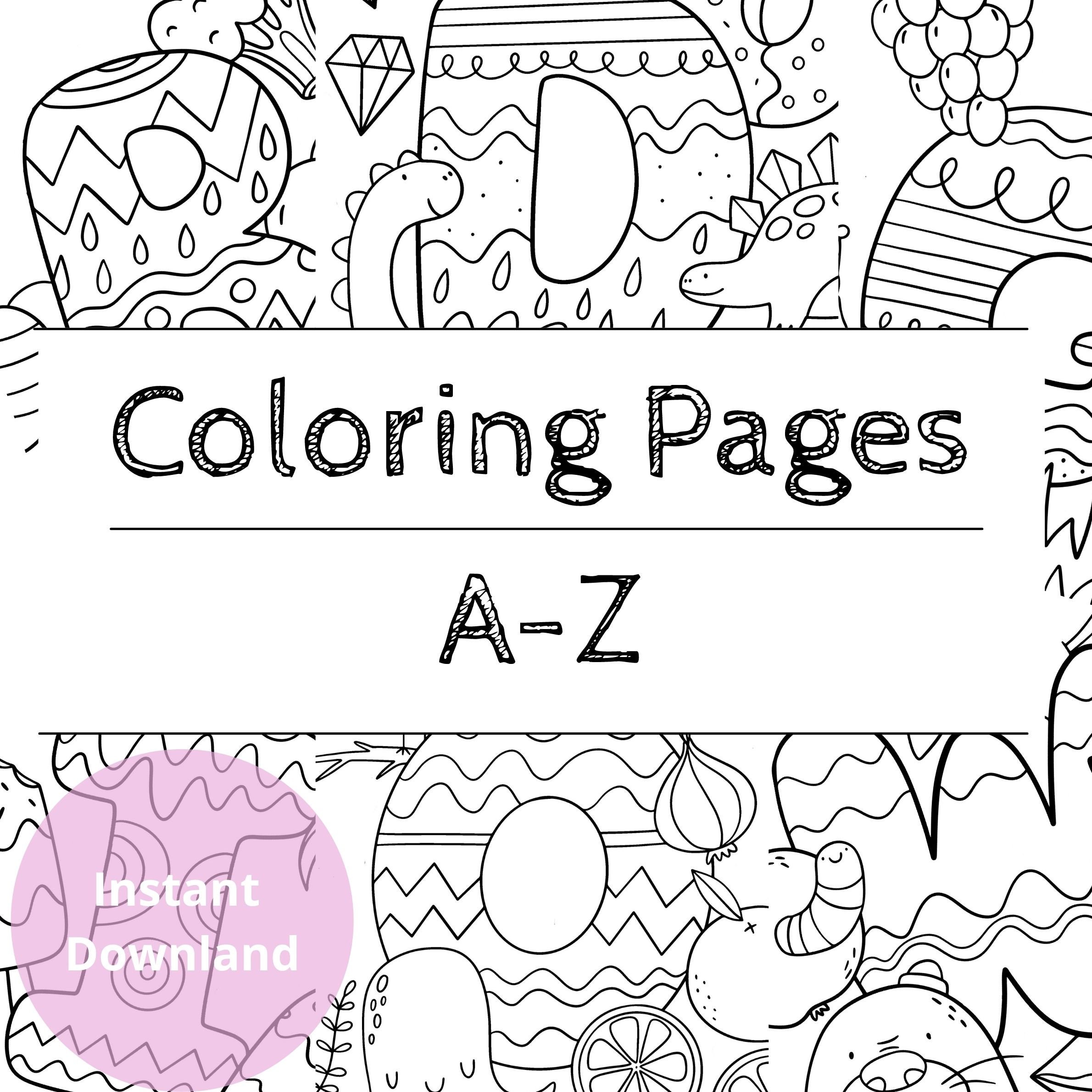 Coloring Pages A-Z Alphabet Printable, ABC Coloring Book - Educational