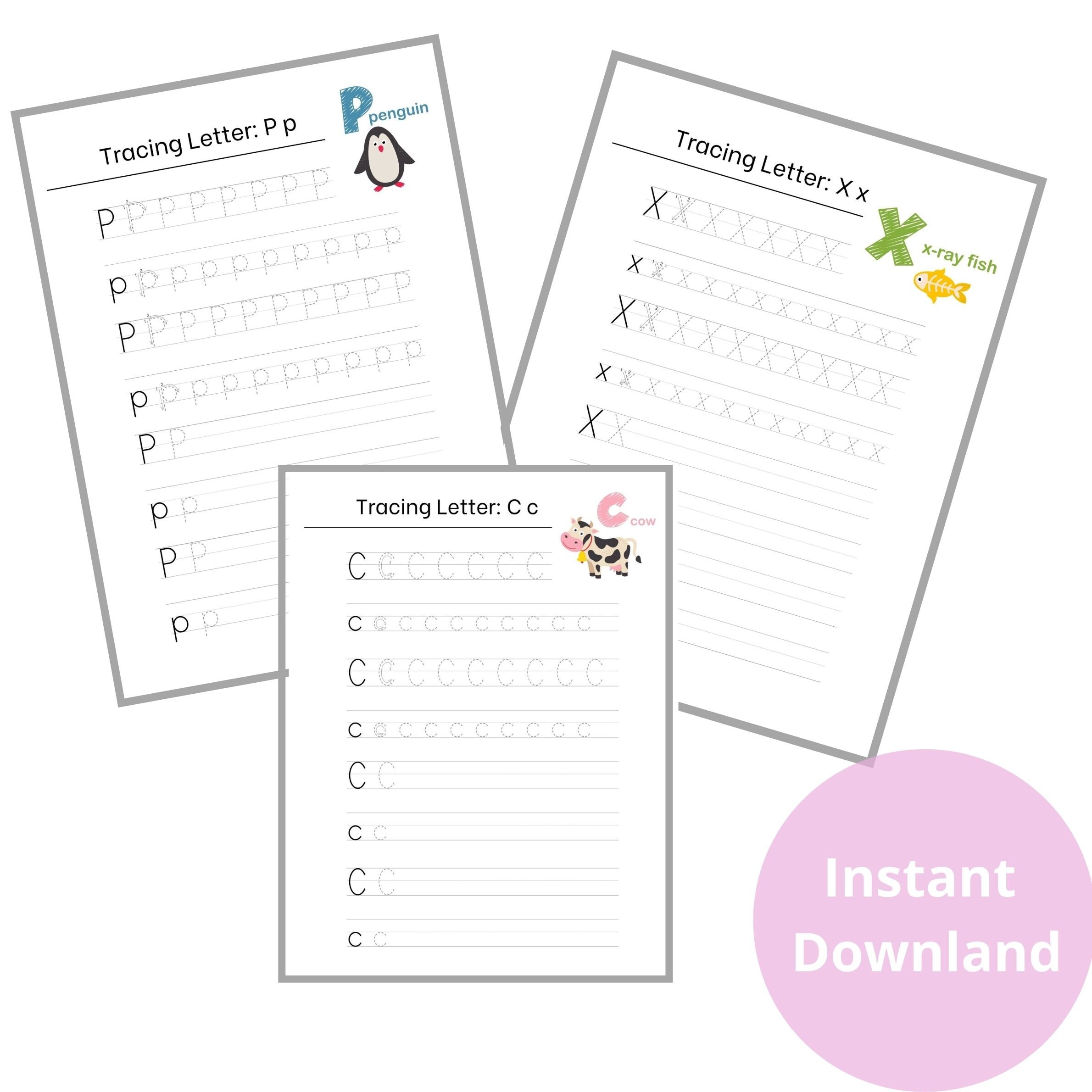 Tracing Letters Printable Worksheet, Alphabet Tracing, Educational Sheets, Printable Worksheet ...