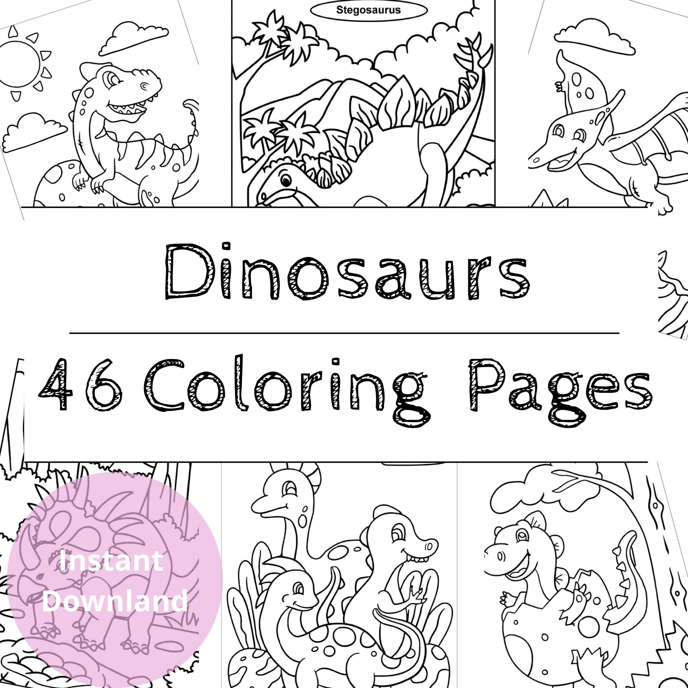 dinosaur coloring pages dinosaurs printable coloring book for etsy australia