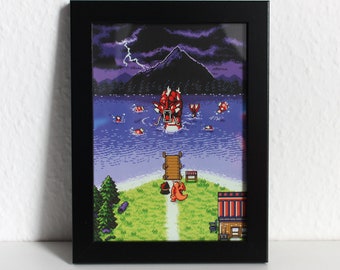 Pixel Art "Red Monster of the Lake – Day Version" - A5 Print