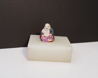 Chinese Polychrome Figure on Onyx Box