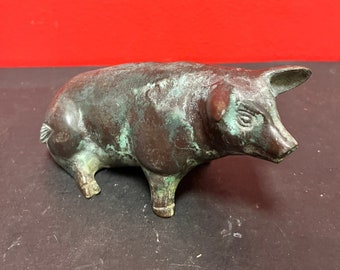 Fabulous 6 inch long bronze piggy  — amazing patina