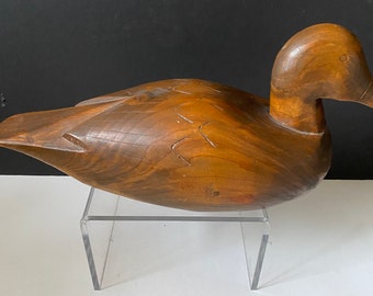 A  Fabulous 14 inch Antique Canadian carved wooden duck decoy — simplistic beauty — lovely patina — wow