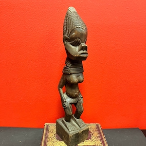 12 inch tall Beautiful African  Lobi statue — female imagery and beautiful Patina — antique african gem