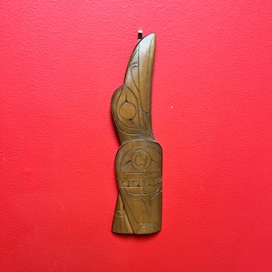 Lovely 11 inches tall indigenous First Nations pacific northwest coast signed cedar hummingbird — lovely gift